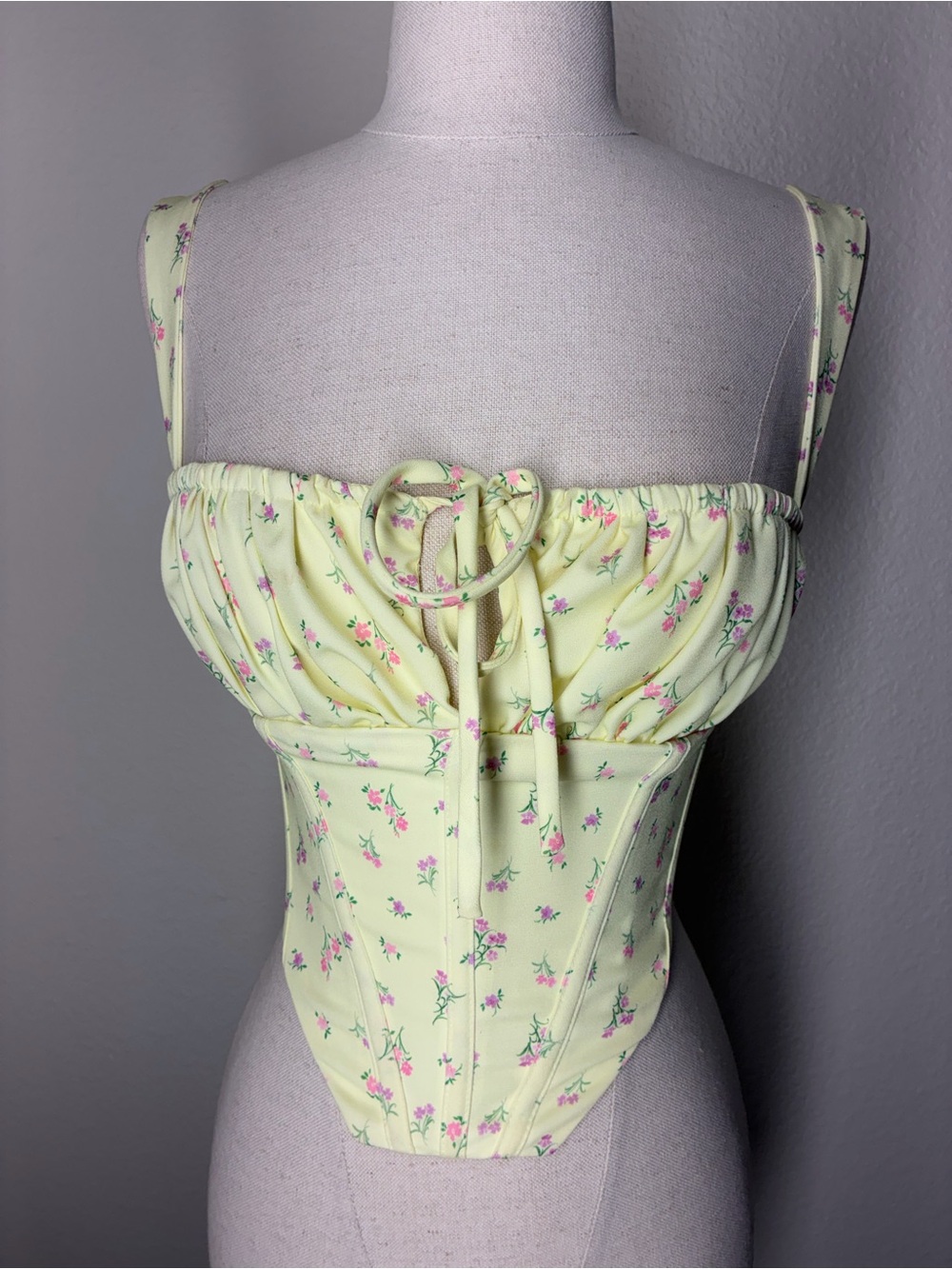 House of CB Pale Yellow Floral Corset Top